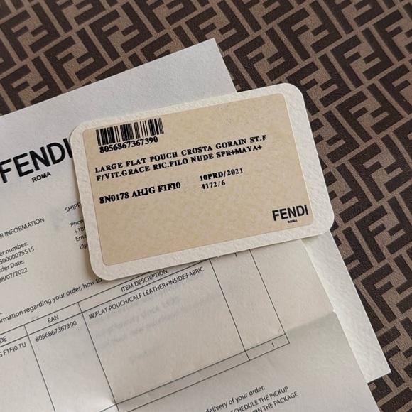 Fendi large flat pouch authentic from website with proof - Picture 9 of 10